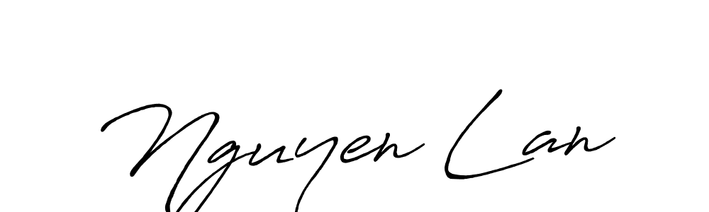 How to make Nguyen Lan name signature. Use Antro_Vectra_Bolder style for creating short signs online. This is the latest handwritten sign. Nguyen Lan signature style 7 images and pictures png