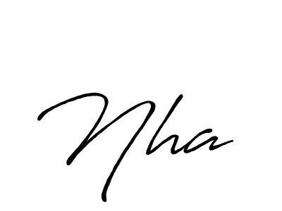The best way (Antro_Vectra_Bolder) to make a short signature is to pick only two or three words in your name. The name Nha  include a total of six letters. For converting this name. Nha  signature style 7 images and pictures png