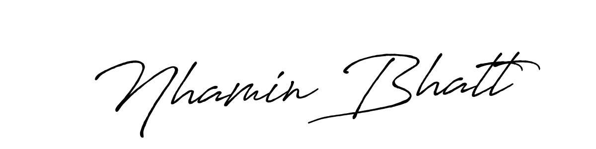 How to make Nhamin Bhatt name signature. Use Antro_Vectra_Bolder style for creating short signs online. This is the latest handwritten sign. Nhamin Bhatt signature style 7 images and pictures png
