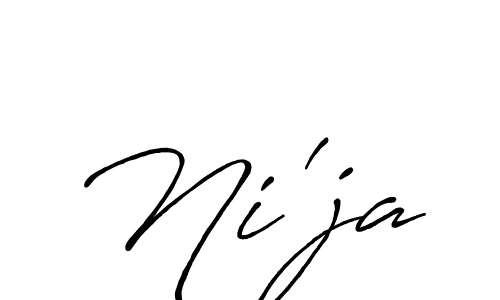 Ni'ja stylish signature style. Best Handwritten Sign (Antro_Vectra_Bolder) for my name. Handwritten Signature Collection Ideas for my name Ni'ja. Ni'ja signature style 7 images and pictures png