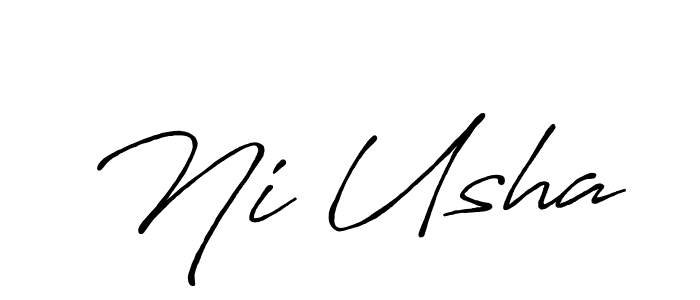 How to make Ni Usha name signature. Use Antro_Vectra_Bolder style for creating short signs online. This is the latest handwritten sign. Ni Usha signature style 7 images and pictures png