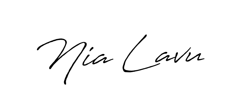 How to make Nia Lavu name signature. Use Antro_Vectra_Bolder style for creating short signs online. This is the latest handwritten sign. Nia Lavu signature style 7 images and pictures png