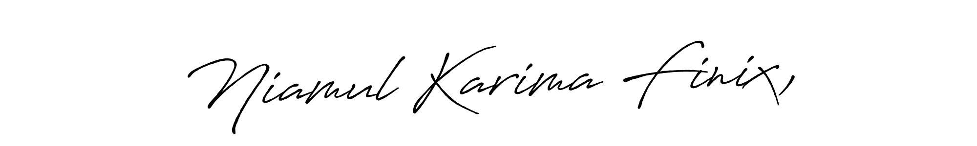 The best way (Antro_Vectra_Bolder) to make a short signature is to pick only two or three words in your name. The name Niamul Karima Finix, include a total of six letters. For converting this name. Niamul Karima Finix, signature style 7 images and pictures png