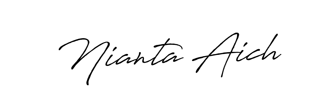 if you are searching for the best signature style for your name Nianta Aich. so please give up your signature search. here we have designed multiple signature styles  using Antro_Vectra_Bolder. Nianta Aich signature style 7 images and pictures png