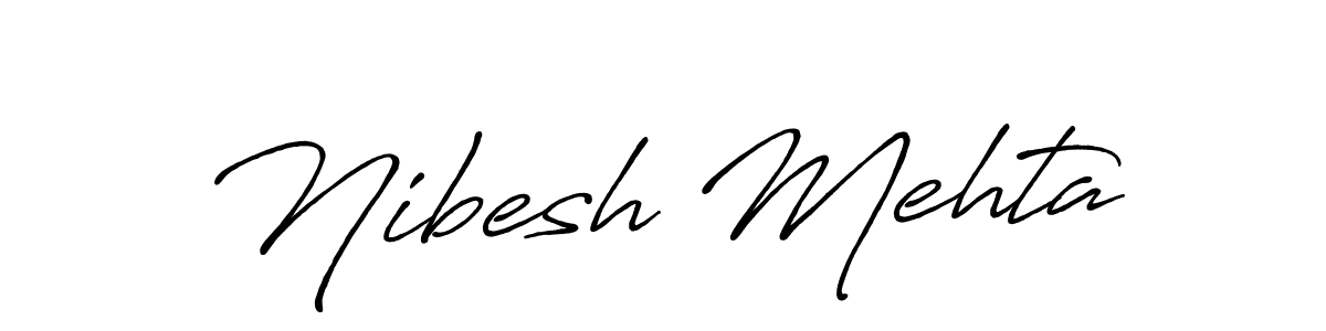 Create a beautiful signature design for name Nibesh Mehta. With this signature (Antro_Vectra_Bolder) fonts, you can make a handwritten signature for free. Nibesh Mehta signature style 7 images and pictures png