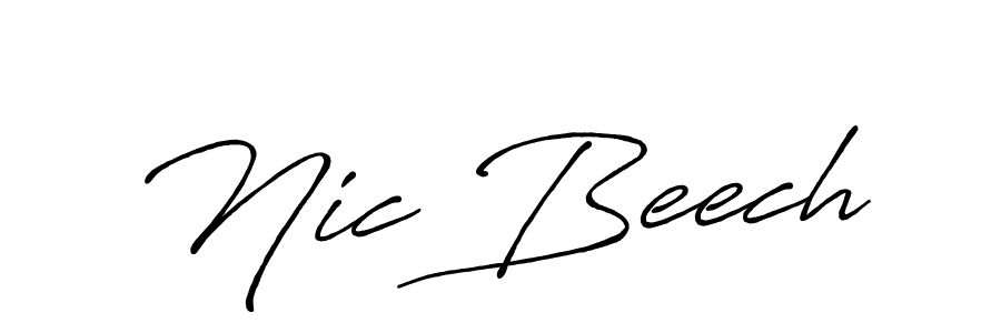 Nic Beech stylish signature style. Best Handwritten Sign (Antro_Vectra_Bolder) for my name. Handwritten Signature Collection Ideas for my name Nic Beech. Nic Beech signature style 7 images and pictures png