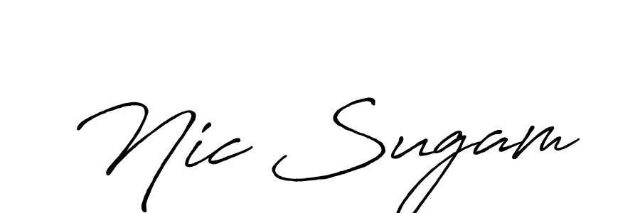 The best way (Antro_Vectra_Bolder) to make a short signature is to pick only two or three words in your name. The name Nic Sugam include a total of six letters. For converting this name. Nic Sugam signature style 7 images and pictures png