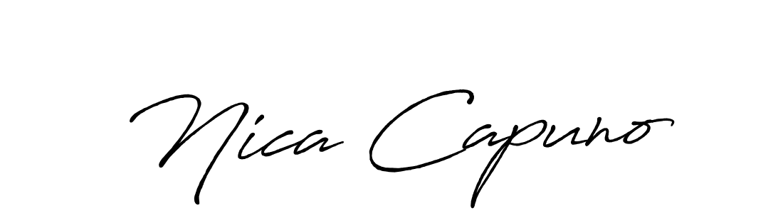 Create a beautiful signature design for name Nica Capuno. With this signature (Antro_Vectra_Bolder) fonts, you can make a handwritten signature for free. Nica Capuno signature style 7 images and pictures png