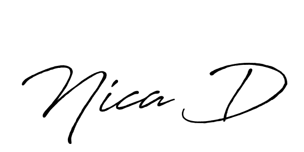 How to make Nica D name signature. Use Antro_Vectra_Bolder style for creating short signs online. This is the latest handwritten sign. Nica D signature style 7 images and pictures png