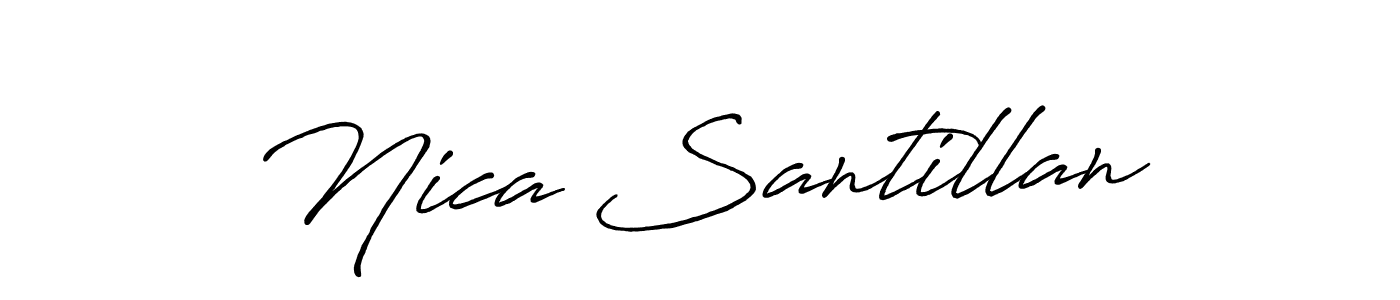 The best way (Antro_Vectra_Bolder) to make a short signature is to pick only two or three words in your name. The name Nica Santillan include a total of six letters. For converting this name. Nica Santillan signature style 7 images and pictures png