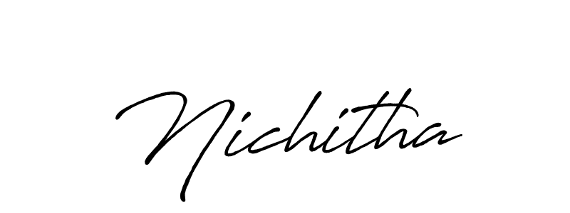 Design your own signature with our free online signature maker. With this signature software, you can create a handwritten (Antro_Vectra_Bolder) signature for name Nichitha. Nichitha signature style 7 images and pictures png