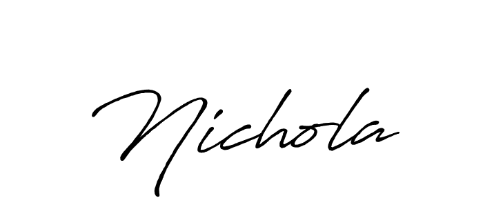 You should practise on your own different ways (Antro_Vectra_Bolder) to write your name (Nichola) in signature. don't let someone else do it for you. Nichola signature style 7 images and pictures png