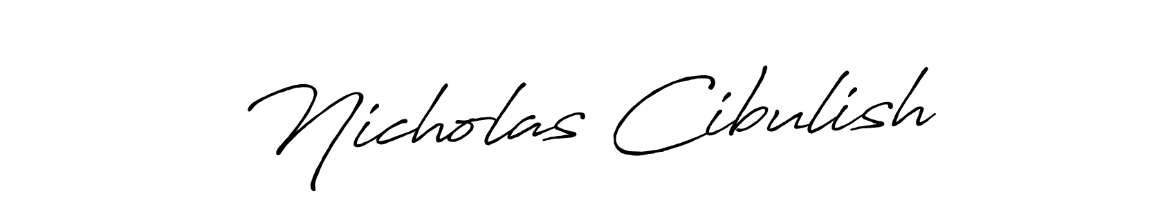 The best way (Antro_Vectra_Bolder) to make a short signature is to pick only two or three words in your name. The name Nicholas Cibulish include a total of six letters. For converting this name. Nicholas Cibulish signature style 7 images and pictures png