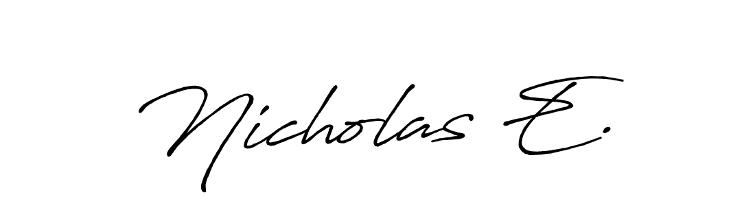 How to make Nicholas E. name signature. Use Antro_Vectra_Bolder style for creating short signs online. This is the latest handwritten sign. Nicholas E. signature style 7 images and pictures png