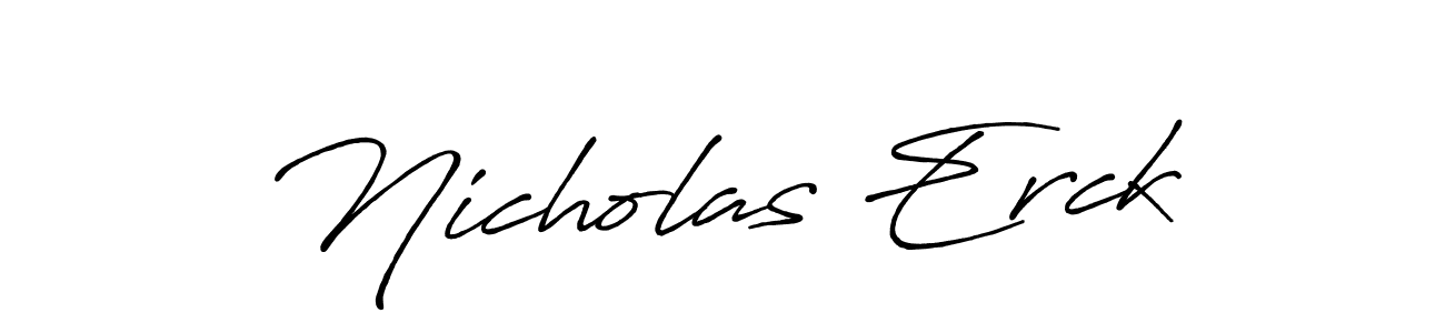 How to make Nicholas Erck name signature. Use Antro_Vectra_Bolder style for creating short signs online. This is the latest handwritten sign. Nicholas Erck signature style 7 images and pictures png
