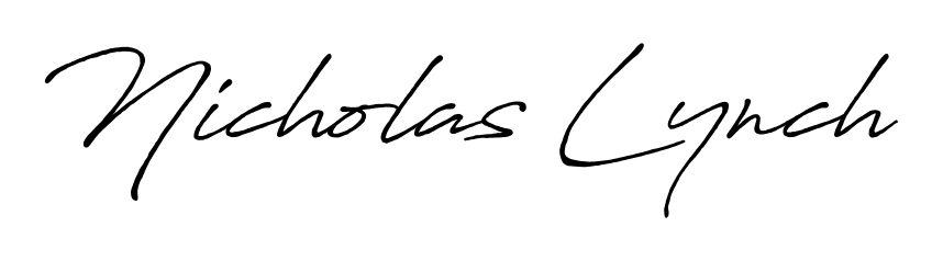 Discover how Nicholas Lynch looks in an executive cursive font (Antro_Vectra_Bolder). Perfect for legal documents, invoices, and certificates. Nicholas Lynch signature style 7 images and pictures png