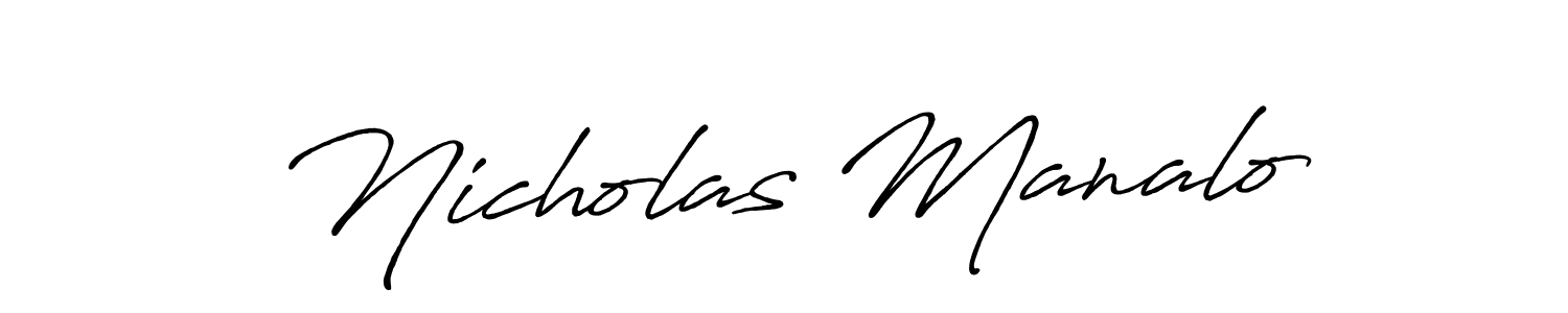 Make a beautiful signature design for name Nicholas Manalo. With this signature (Antro_Vectra_Bolder) style, you can create a handwritten signature for free. Nicholas Manalo signature style 7 images and pictures png