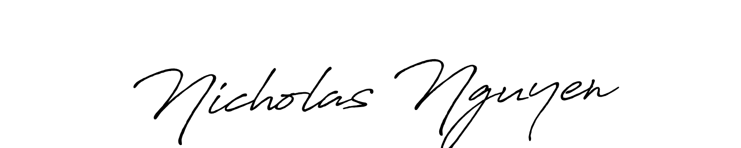 Make a beautiful signature design for name Nicholas Nguyen. With this signature (Antro_Vectra_Bolder) style, you can create a handwritten signature for free. Nicholas Nguyen signature style 7 images and pictures png