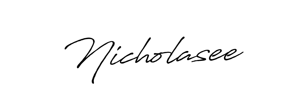 How to make Nicholasee name signature. Use Antro_Vectra_Bolder style for creating short signs online. This is the latest handwritten sign. Nicholasee signature style 7 images and pictures png