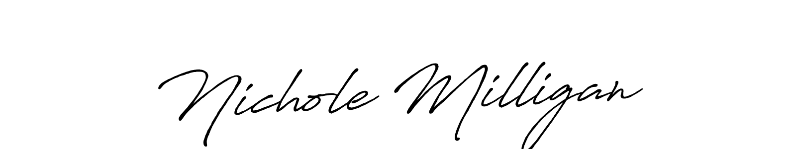 Create a beautiful signature design for name Nichole Milligan. With this signature (Antro_Vectra_Bolder) fonts, you can make a handwritten signature for free. Nichole Milligan signature style 7 images and pictures png