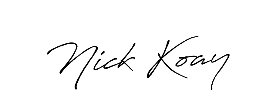 if you are searching for the best signature style for your name Nick Koay. so please give up your signature search. here we have designed multiple signature styles  using Antro_Vectra_Bolder. Nick Koay signature style 7 images and pictures png