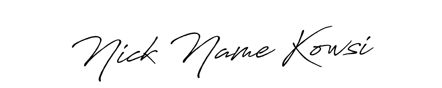 The best way (Antro_Vectra_Bolder) to make a short signature is to pick only two or three words in your name. The name Nick Name Kowsi include a total of six letters. For converting this name. Nick Name Kowsi signature style 7 images and pictures png