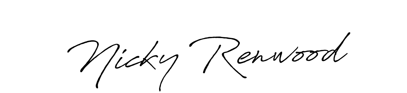The best way (Antro_Vectra_Bolder) to make a short signature is to pick only two or three words in your name. The name Nicky Renwood include a total of six letters. For converting this name. Nicky Renwood signature style 7 images and pictures png