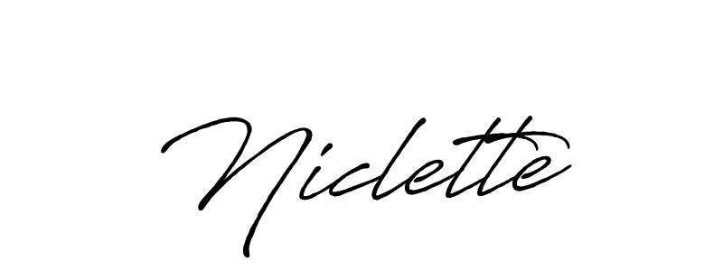 Create a beautiful signature design for name Niclette. With this signature (Antro_Vectra_Bolder) fonts, you can make a handwritten signature for free. Niclette signature style 7 images and pictures png