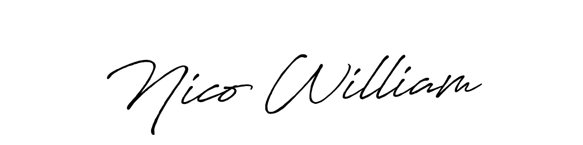 if you are searching for the best signature style for your name Nico William. so please give up your signature search. here we have designed multiple signature styles  using Antro_Vectra_Bolder. Nico William signature style 7 images and pictures png