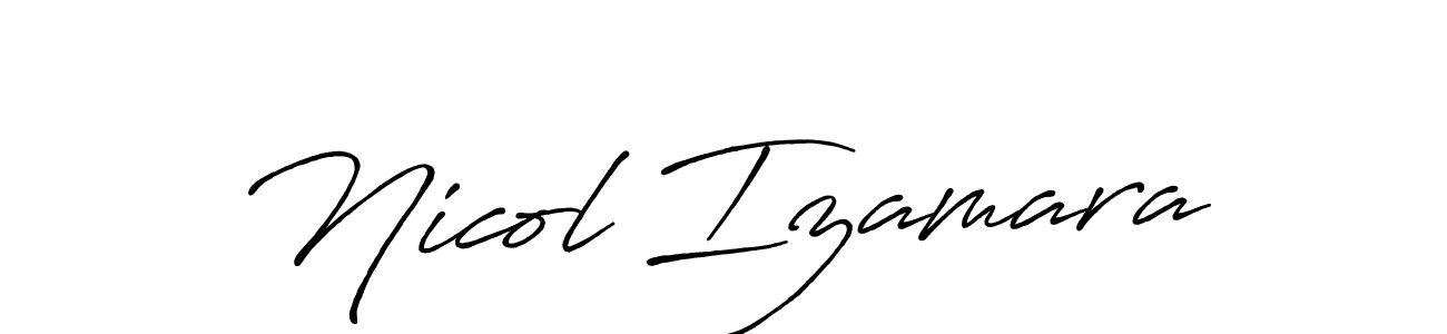 How to make Nicol Izamara name signature. Use Antro_Vectra_Bolder style for creating short signs online. This is the latest handwritten sign. Nicol Izamara signature style 7 images and pictures png