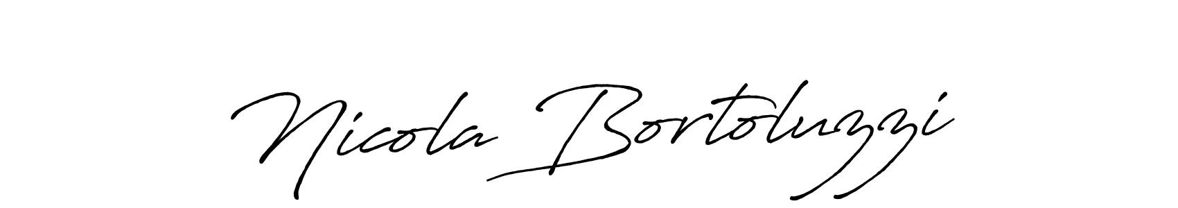 How to make Nicola Bortoluzzi name signature. Use Antro_Vectra_Bolder style for creating short signs online. This is the latest handwritten sign. Nicola Bortoluzzi signature style 7 images and pictures png