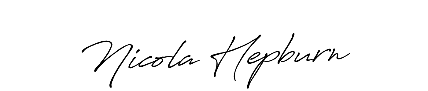 How to make Nicola Hepburn name signature. Use Antro_Vectra_Bolder style for creating short signs online. This is the latest handwritten sign. Nicola Hepburn signature style 7 images and pictures png