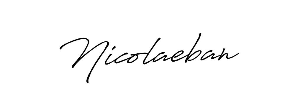 How to make Nicolaeban name signature. Use Antro_Vectra_Bolder style for creating short signs online. This is the latest handwritten sign. Nicolaeban signature style 7 images and pictures png