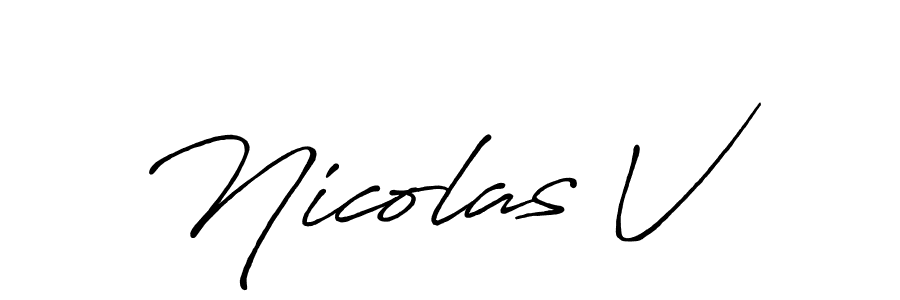 Also we have Nicolas V name is the best signature style. Create professional handwritten signature collection using Antro_Vectra_Bolder autograph style. Nicolas V signature style 7 images and pictures png