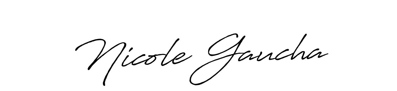 How to make Nicole Gaucha name signature. Use Antro_Vectra_Bolder style for creating short signs online. This is the latest handwritten sign. Nicole Gaucha signature style 7 images and pictures png