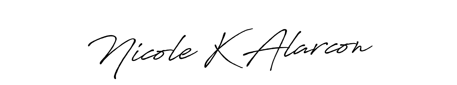 Create a beautiful signature design for name Nicole K Alarcon. With this signature (Antro_Vectra_Bolder) fonts, you can make a handwritten signature for free. Nicole K Alarcon signature style 7 images and pictures png