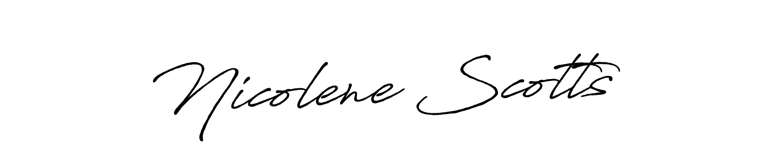 How to make Nicolene Scotts name signature. Use Antro_Vectra_Bolder style for creating short signs online. This is the latest handwritten sign. Nicolene Scotts signature style 7 images and pictures png