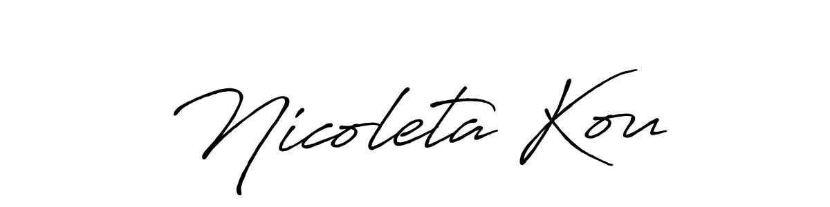 Here are the top 10 professional signature styles for the name Nicoleta Kou. These are the best autograph styles you can use for your name. Nicoleta Kou signature style 7 images and pictures png