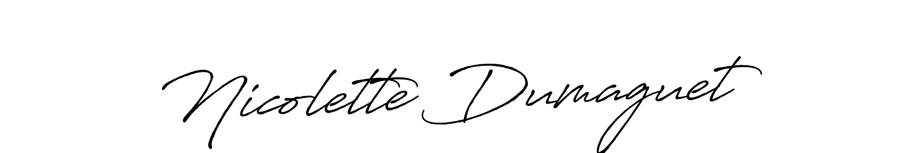 Create a beautiful signature design for name Nicolette Dumaguet. With this signature (Antro_Vectra_Bolder) fonts, you can make a handwritten signature for free. Nicolette Dumaguet signature style 7 images and pictures png