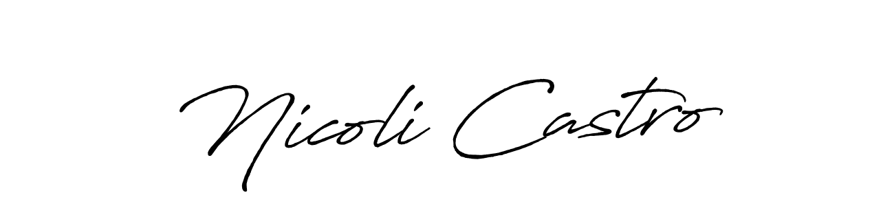 Similarly Antro_Vectra_Bolder is the best handwritten signature design. Signature creator online .You can use it as an online autograph creator for name Nicoli Castro. Nicoli Castro signature style 7 images and pictures png