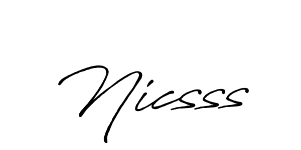 How to make Nicsss name signature. Use Antro_Vectra_Bolder style for creating short signs online. This is the latest handwritten sign. Nicsss signature style 7 images and pictures png