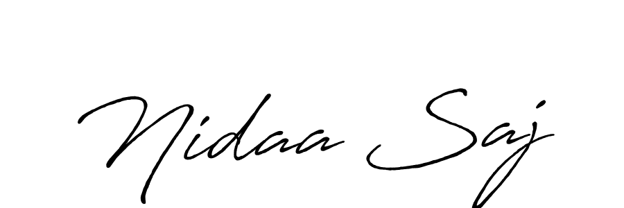 Create a beautiful signature design for name Nidaa Saj. With this signature (Antro_Vectra_Bolder) fonts, you can make a handwritten signature for free. Nidaa Saj signature style 7 images and pictures png