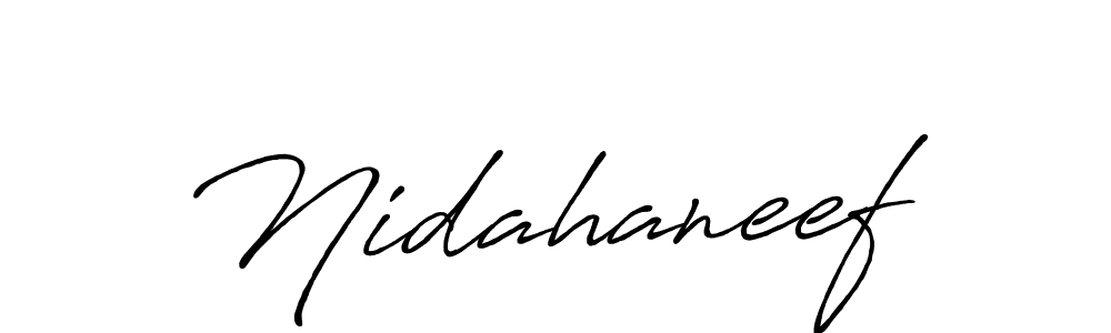 Make a beautiful signature design for name Nidahaneef. With this signature (Antro_Vectra_Bolder) style, you can create a handwritten signature for free. Nidahaneef signature style 7 images and pictures png