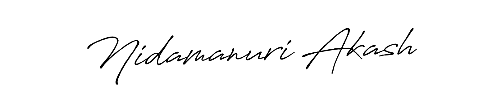 Design your own signature with our free online signature maker. With this signature software, you can create a handwritten (Antro_Vectra_Bolder) signature for name Nidamanuri Akash. Nidamanuri Akash signature style 7 images and pictures png