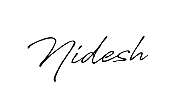 Use a signature maker to create a handwritten signature online. With this signature software, you can design (Antro_Vectra_Bolder) your own signature for name Nidesh. Nidesh signature style 7 images and pictures png
