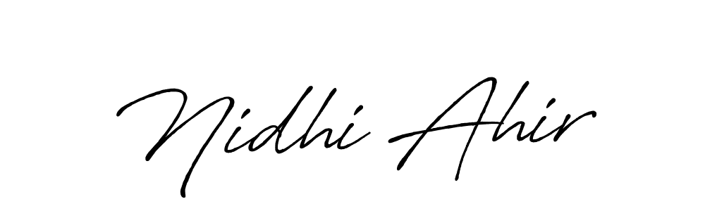 How to make Nidhi Ahir name signature. Use Antro_Vectra_Bolder style for creating short signs online. This is the latest handwritten sign. Nidhi Ahir signature style 7 images and pictures png