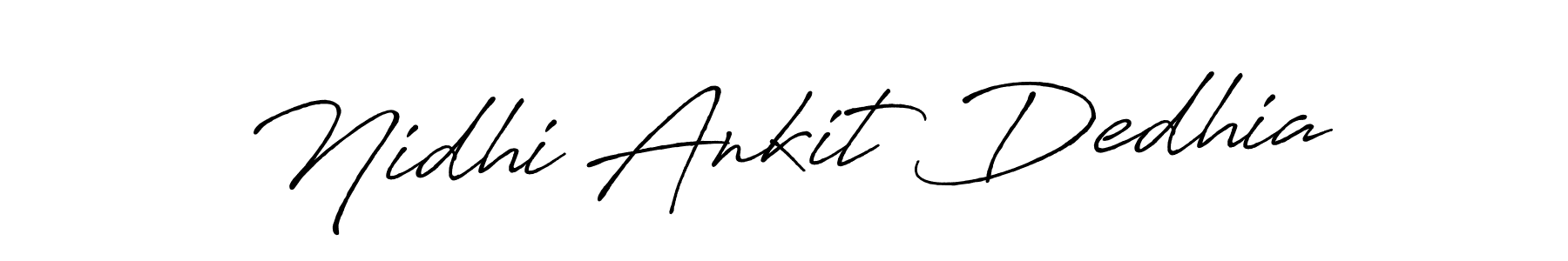 How to make Nidhi Ankit Dedhia name signature. Use Antro_Vectra_Bolder style for creating short signs online. This is the latest handwritten sign. Nidhi Ankit Dedhia signature style 7 images and pictures png