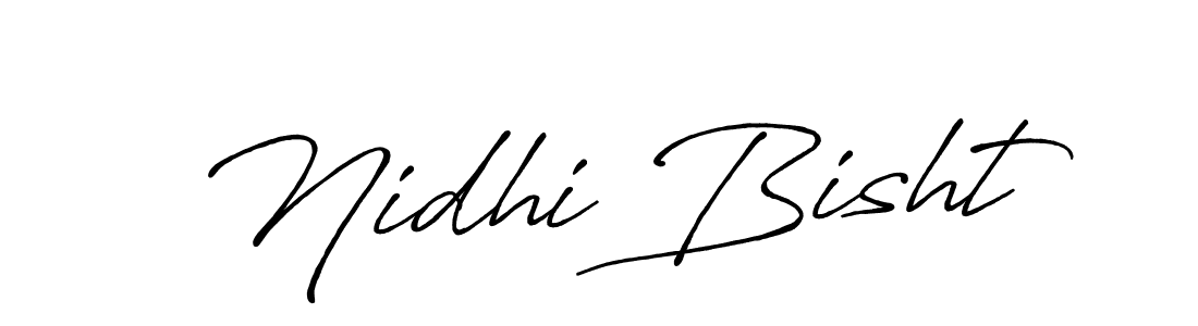 How to make Nidhi Bisht name signature. Use Antro_Vectra_Bolder style for creating short signs online. This is the latest handwritten sign. Nidhi Bisht signature style 7 images and pictures png