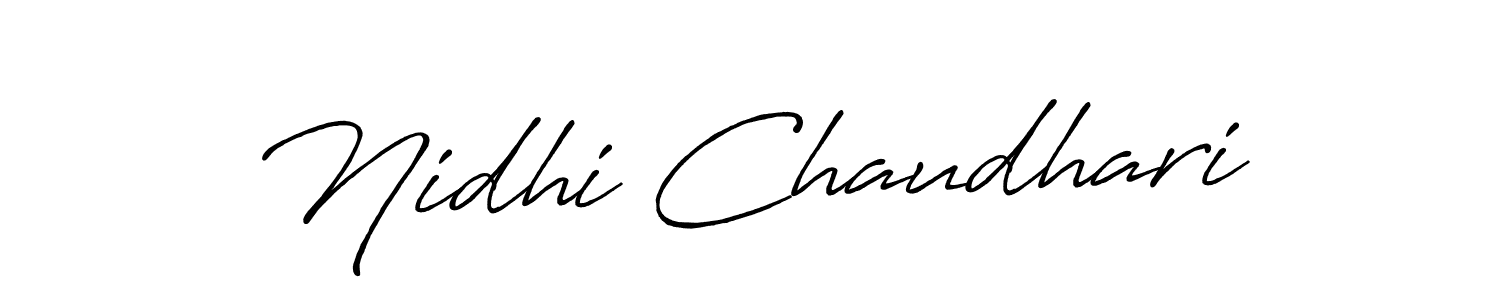 How to make Nidhi Chaudhari name signature. Use Antro_Vectra_Bolder style for creating short signs online. This is the latest handwritten sign. Nidhi Chaudhari signature style 7 images and pictures png