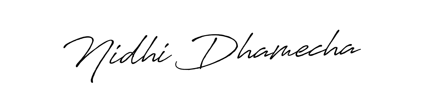 You should practise on your own different ways (Antro_Vectra_Bolder) to write your name (Nidhi Dhamecha) in signature. don't let someone else do it for you. Nidhi Dhamecha signature style 7 images and pictures png